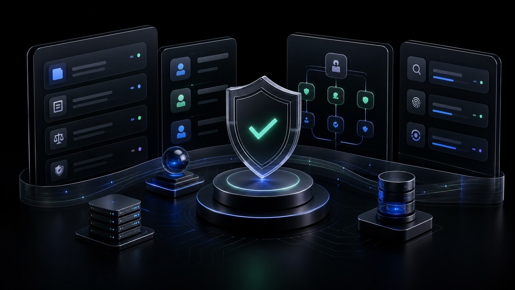 Governance dashboard showing AI audit log events and review checkpoints